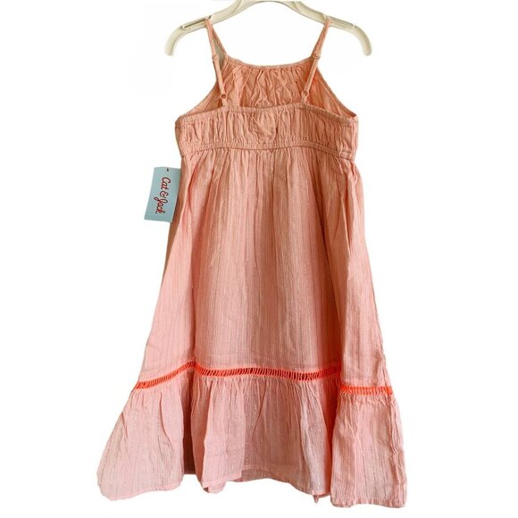 Cat & Jack Girls Maxi Sundress 3T Pink Sleeveless Embroidered Tiered Halter - Picture 2 of 7